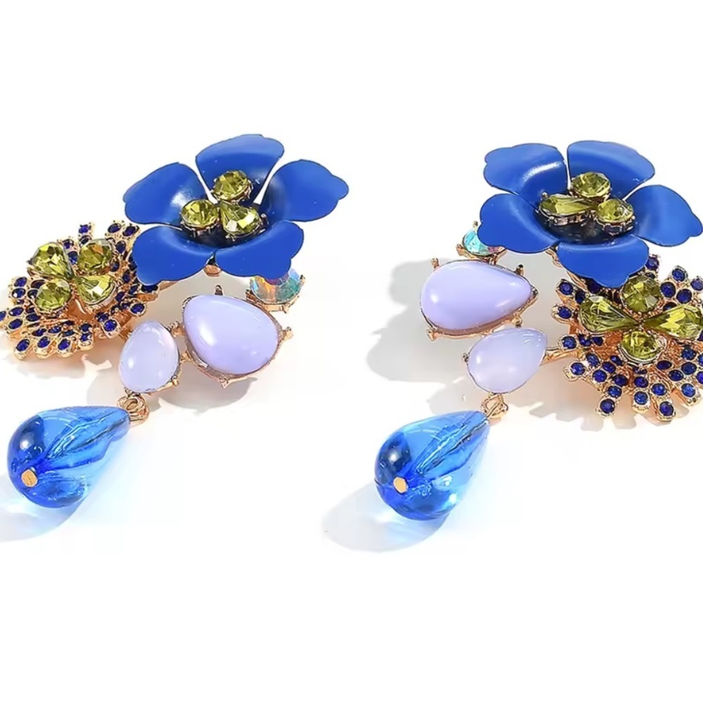 Colorful Fantastic Floral Multicolor Statement Earrings